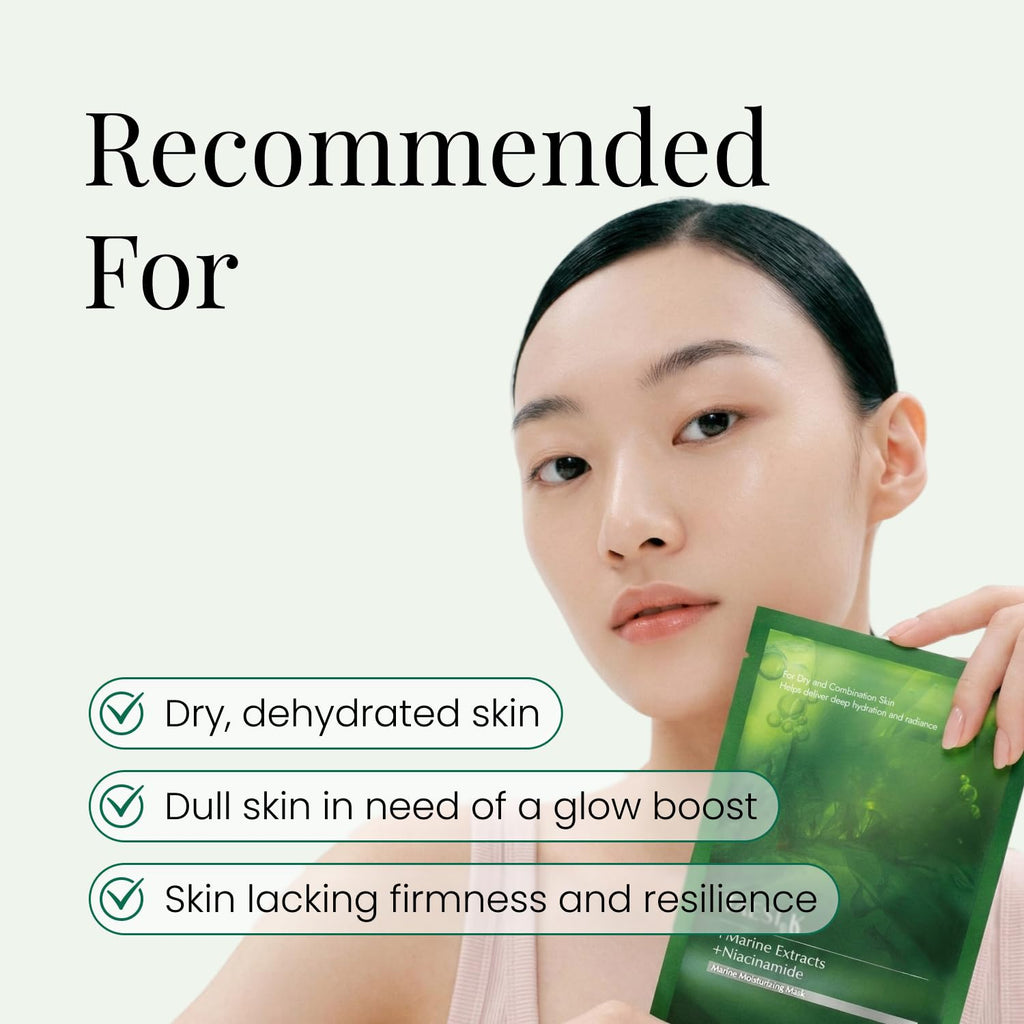 Daily Refresh Hydrating Sheet Mask (6ea), Dewy Glow Niacinamide Face Mask, Dry, Dehydrated&Sensitive Skin, Soothing Hydration Care with Peptides, Retinol & Marine Complex, Korean Skin Care