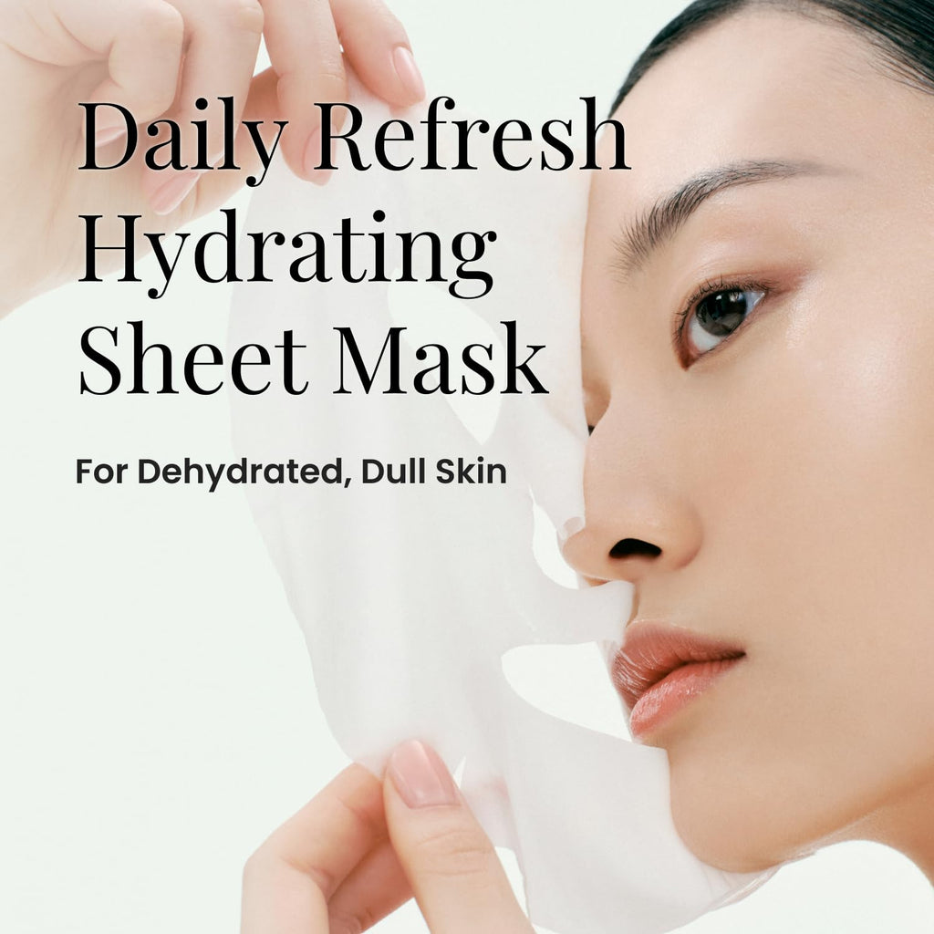 Daily Refresh Hydrating Sheet Mask (6ea), Dewy Glow Niacinamide Face Mask, Dry, Dehydrated&Sensitive Skin, Soothing Hydration Care with Peptides, Retinol & Marine Complex, Korean Skin Care