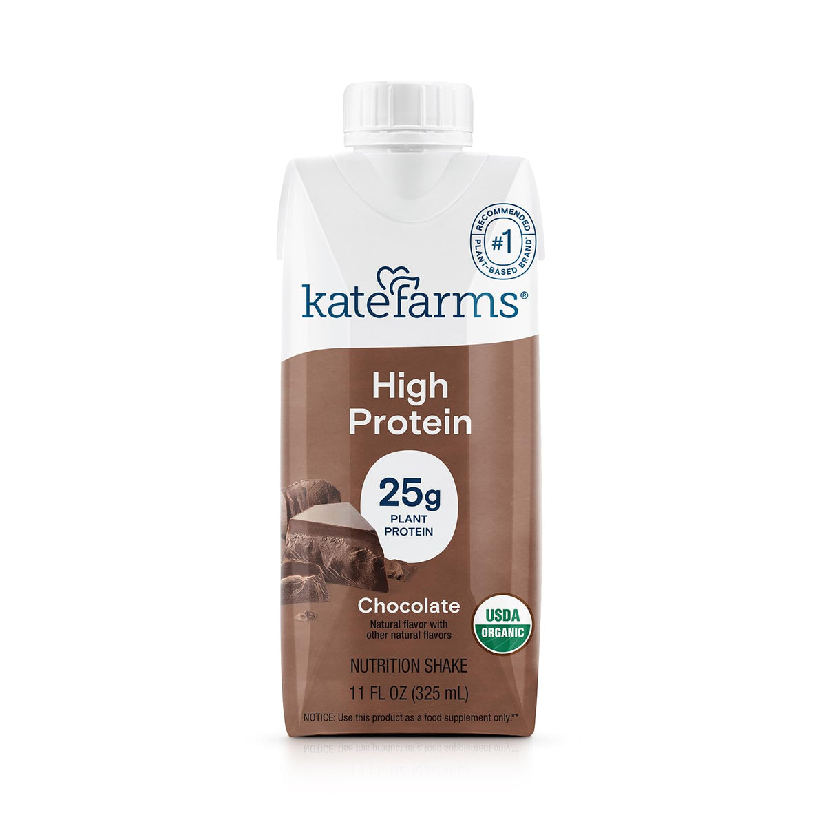 KATE FARMS Organic High Protein Chocolate Shake, 25g Protein, 12 Pack