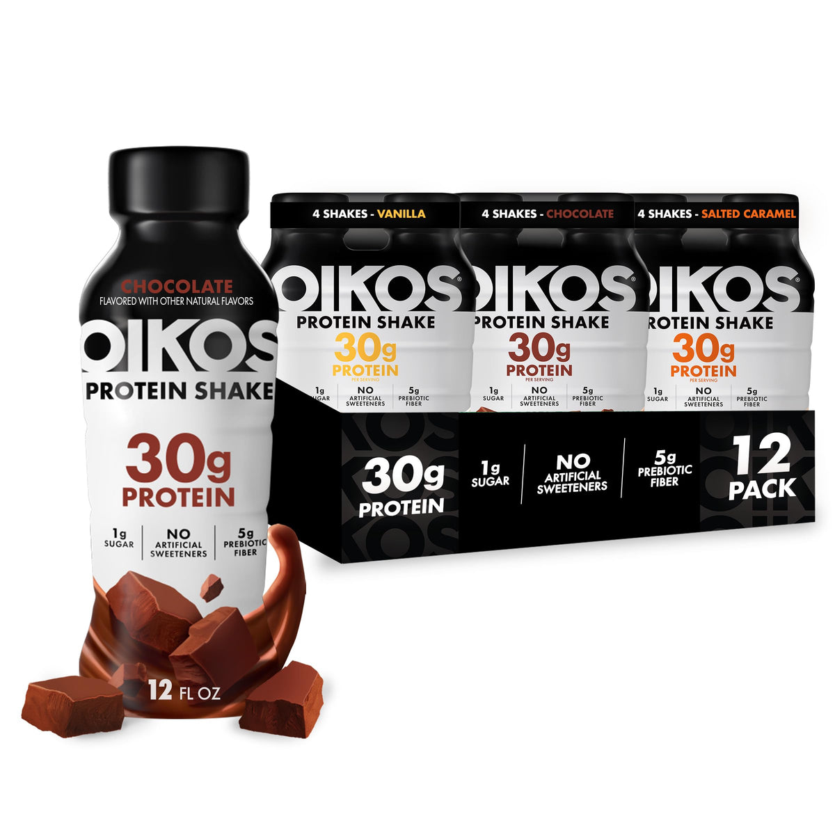 Oikos Protein Shake, Salted Caramel, 30g Protein, 12 fl oz, 12 Count