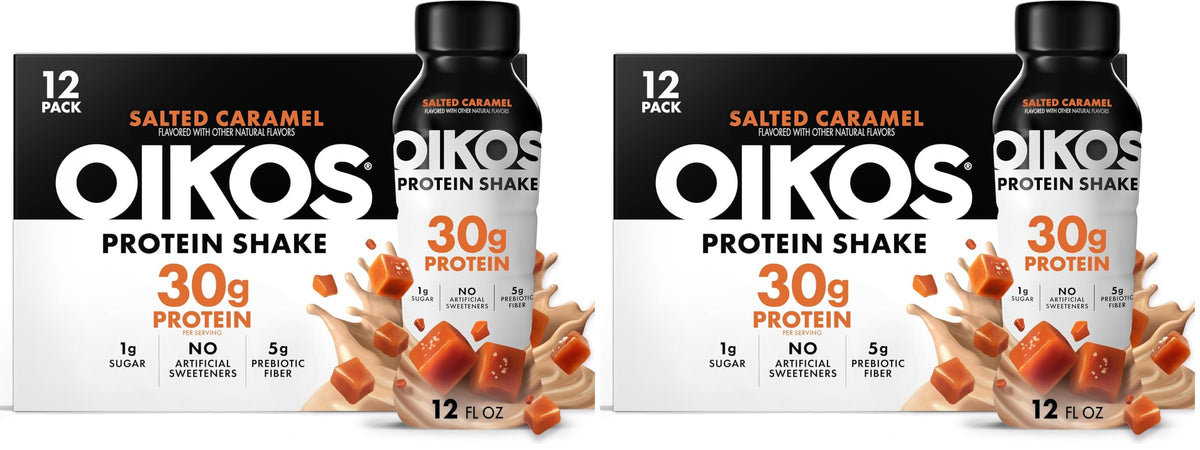 Oikos Protein Shake, Salted Caramel, 30g Protein, 12 fl oz, 12 Count