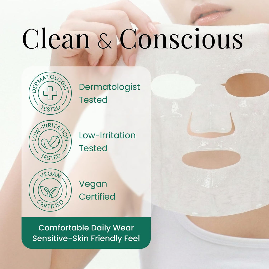 Daily Refresh Hydrating Sheet Mask (6ea), Dewy Glow Niacinamide Face Mask, Dry, Dehydrated&Sensitive Skin, Soothing Hydration Care with Peptides, Retinol & Marine Complex, Korean Skin Care