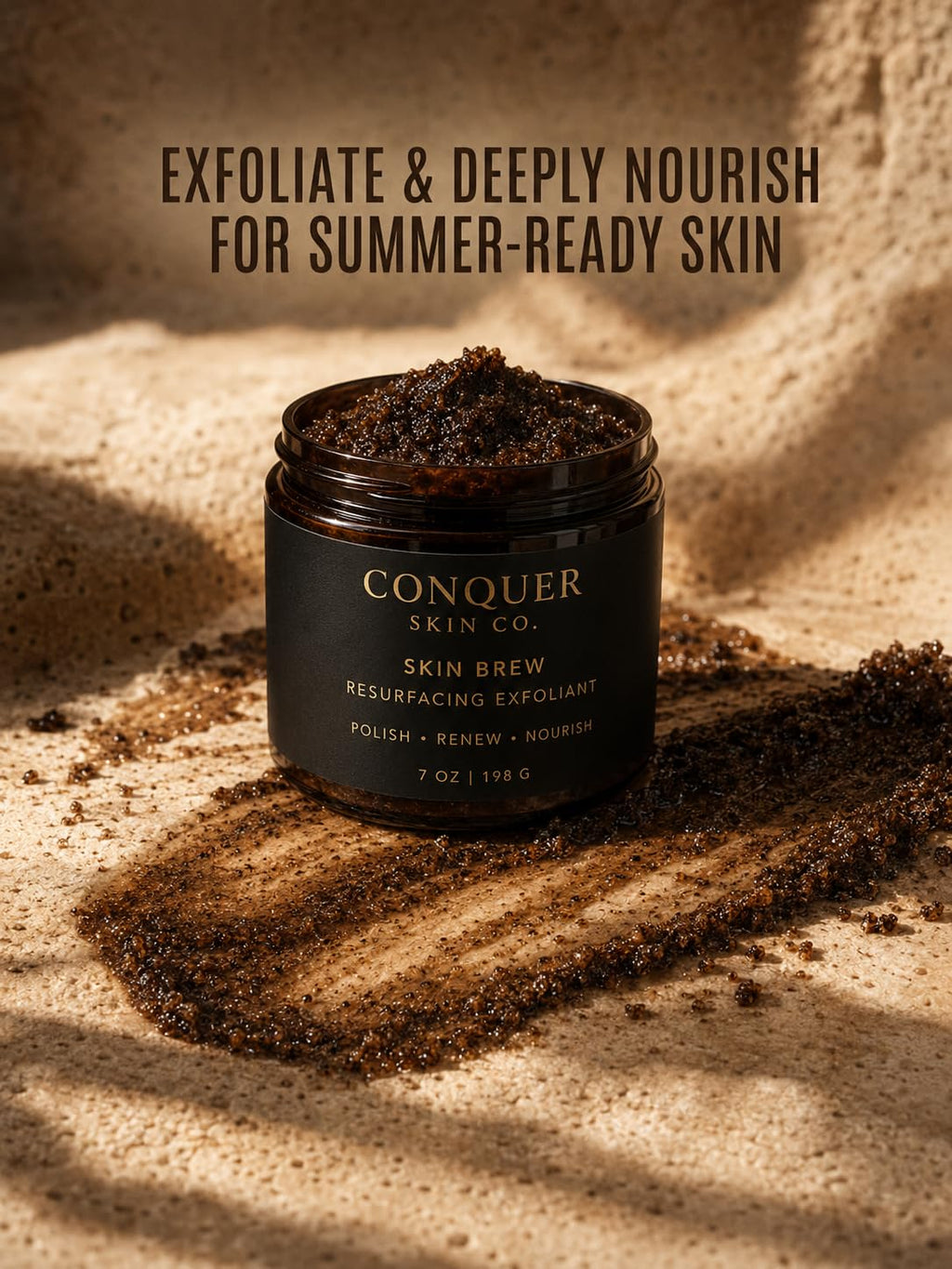 Conquer Skin Co. Skin Brew Resurfacing Exfoliant Body Polish with Coffee, Papaya Powder,Brown Sugar and Adzuki Bean, 7 oz