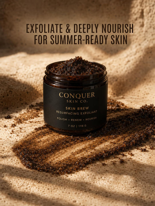 Conquer Skin Co. Skin Brew Resurfacing Exfoliant Body Polish with Coffee, Papaya Powder,Brown Sugar and Adzuki Bean, 7 oz