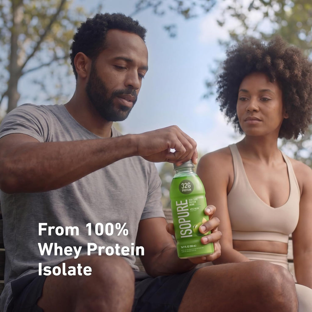 Isopure Zero Carb Clear Protein Drink, Apple Melon 12 Count